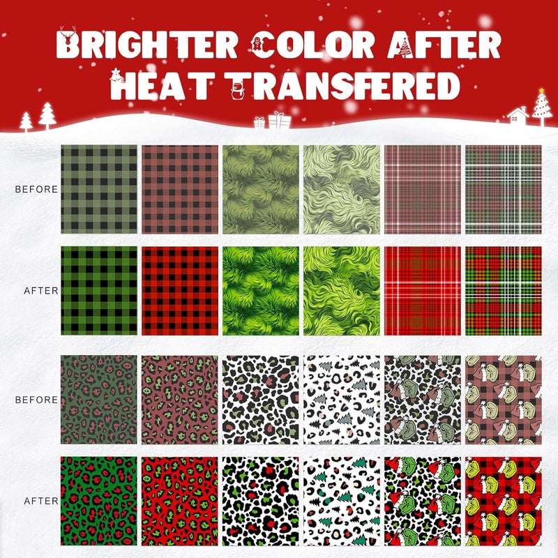 HTVSTD Christmas Sublimation Ink Transfer Sheets 12 Sheets 12'' x 10''Leopard Pattern Sublimation Paper Pattern Transfer Sheets for Mugs Tumblers DIY - Image 2
